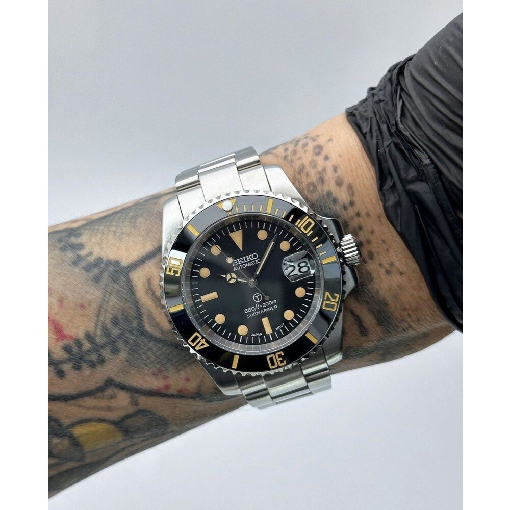 Custom Seiko Mod • Fauxtina Submariner “Vintage” • 40mm